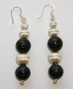 Hotsjok design �reringe med lava og sterling s�lv perler.